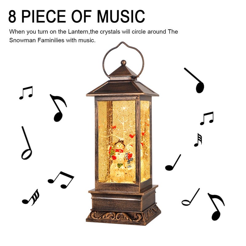 JEDAWN Christmas Snow Globe Lantern Christmas Decorations for Home  Snowman Family Music Water Lantern  USB and Battery Operated Singing Snow Globe Holiday Decorations Gifts for Family  Children or Friends - Image 4